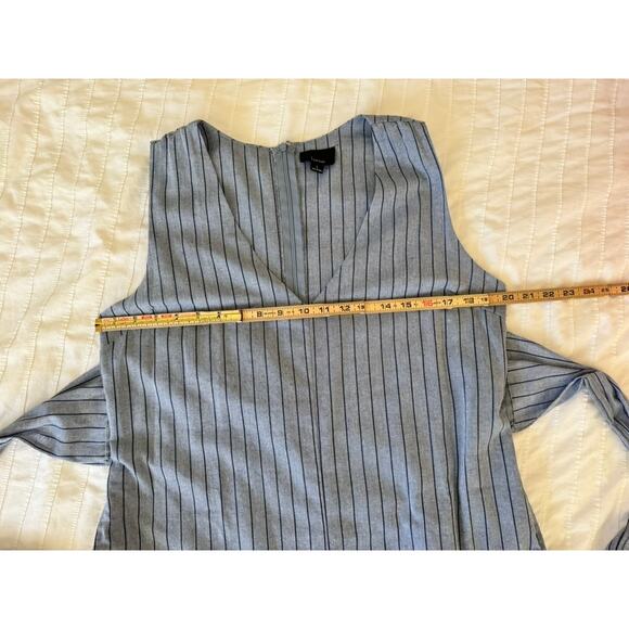 Lumiere Women’s L Blue Striped Sleeveless Jumpsuit V-Neck Tie Waist Cropped - Picture 7 of 9